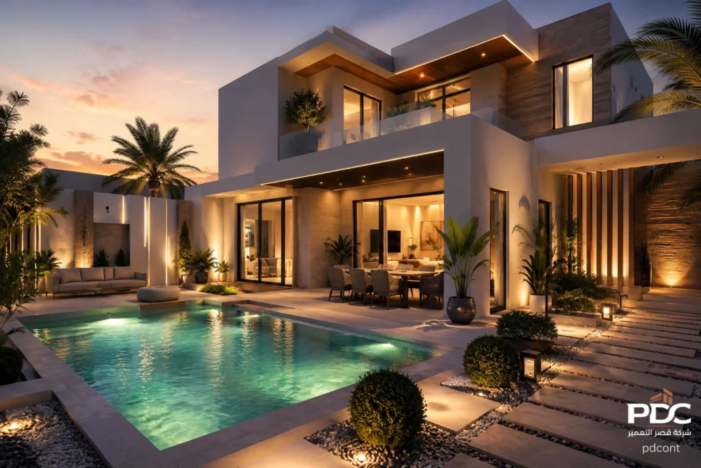 تصاميم فلل صغيرة مساحة 200 متر مع مسبح